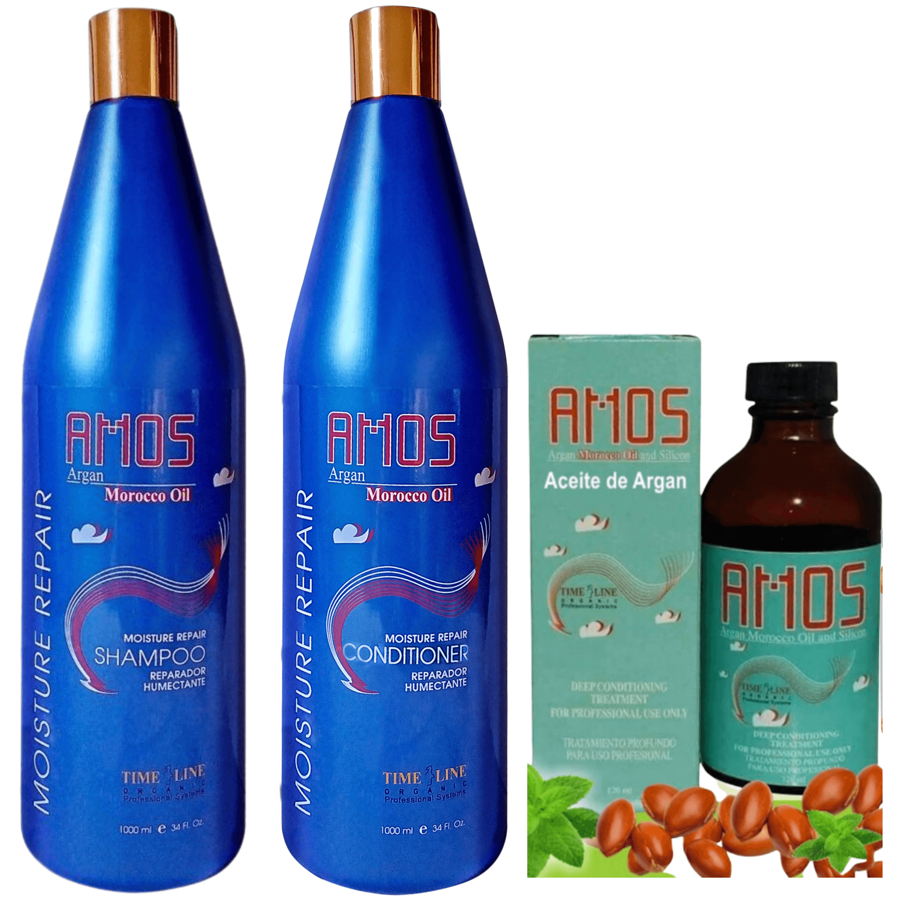 Argan Oil Haircare Trio: Shampoo, Conditioner & Oil - AMOSTIMELINE
