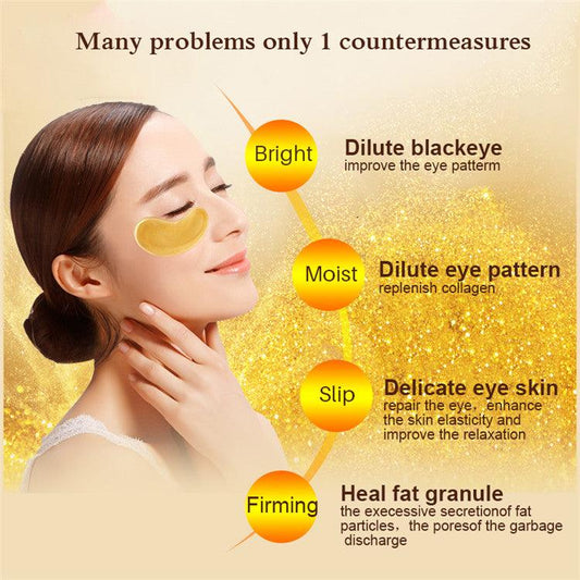 Máscaras de ojos de oro de 24 quilates para ojeras e hinchazón (12 pares) con colágeno, aloe vera y ácido hialurónico, parches antienvejecimiento debajo de los ojos para ojeras e hinchazón, reduce las arrugas. - AMOSTIMELINE