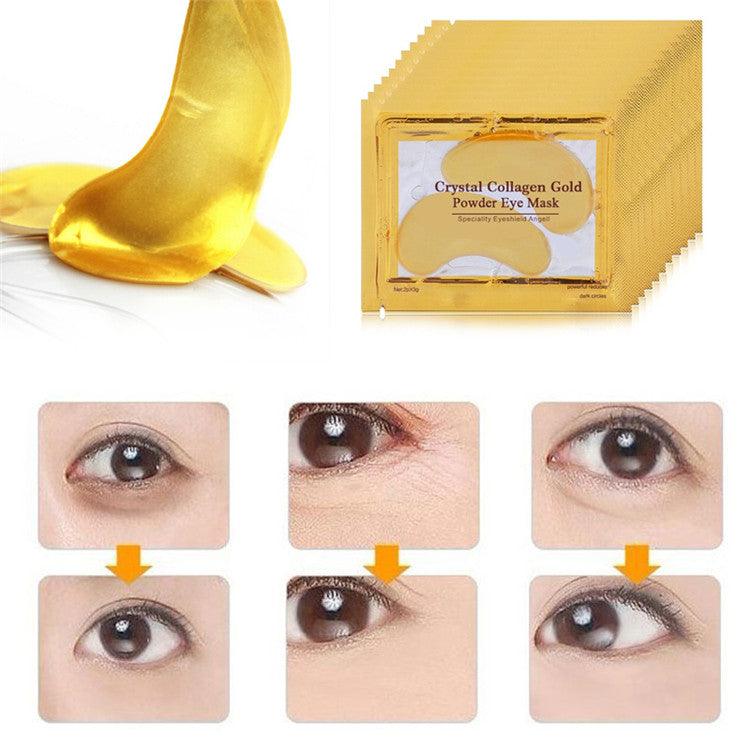 Máscaras de ojos de oro de 24 quilates para ojeras e hinchazón (12 pares) con colágeno, aloe vera y ácido hialurónico, parches antienvejecimiento debajo de los ojos para ojeras e hinchazón, reduce las arrugas. - AMOSTIMELINE