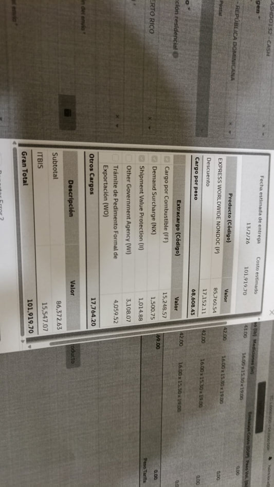 PAGO ENVIO DHL MARIA FIGUEROA PUERTO RICO