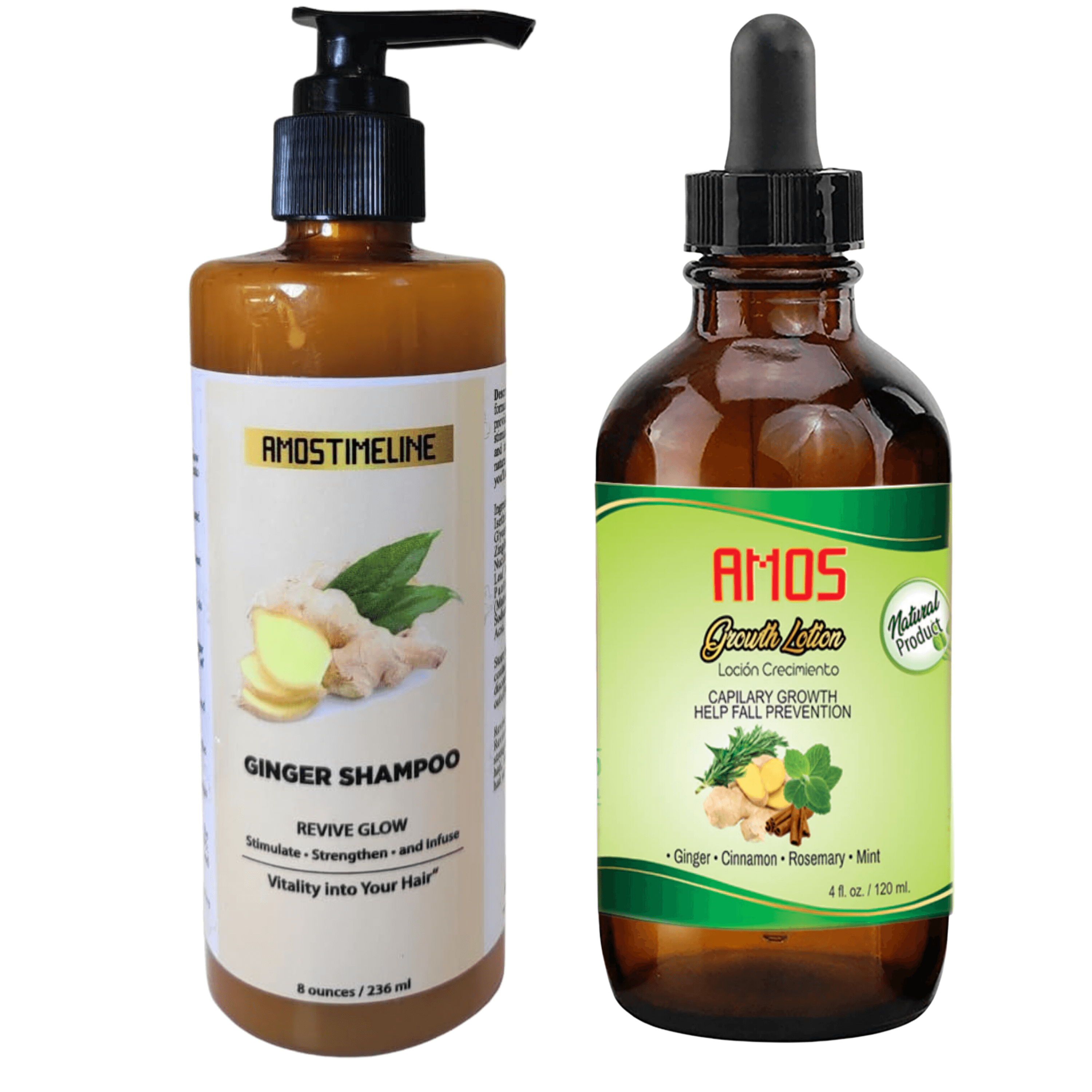 Ginger & Herbal Hair Growth Kit: Shampoo & Growth Serum - AMOSTIMELINE