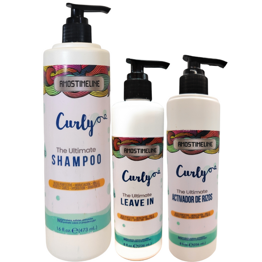 Moisturizing shampoo, leave in and activating gel for curly hair