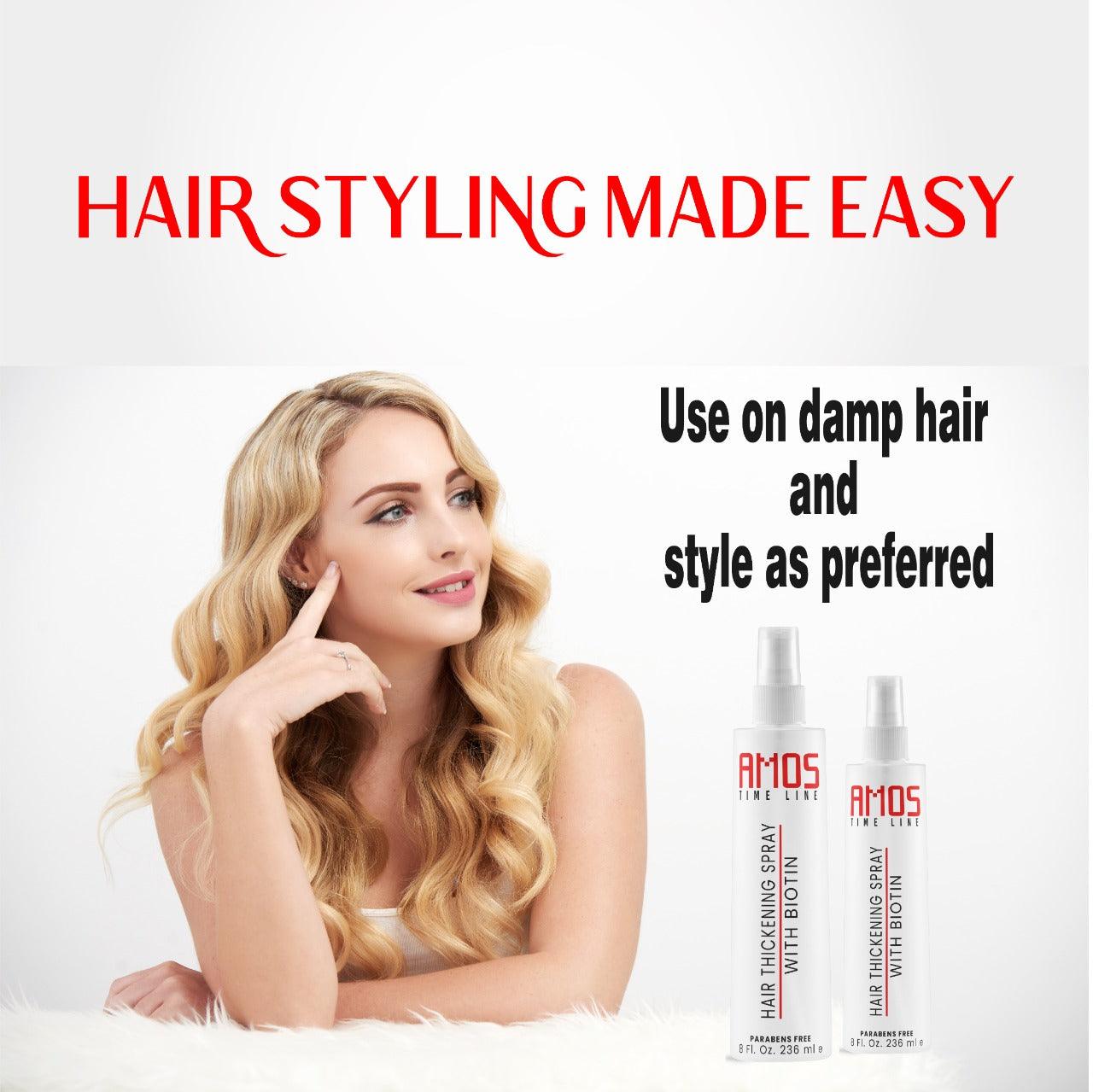 AMOSTIMELINE Hair Thickening Spray-Get Thicker, Voluminous Hairs with our Hair Volume Booster Spray-Colour Safe Hair Texturizer for Fine Hair, Thin Hair-Lightweight hair spray for men & Women - AMOSTIMELINE