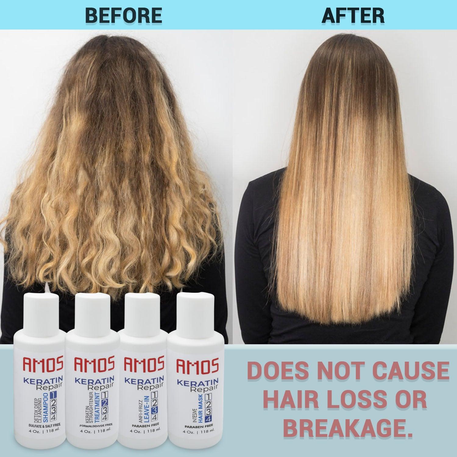 Keratin Hair Treatment-Brazilian Blowout Shampoo with Research Chemicals + Keratin Hair Treatment Straightening.  Kit For Silky, Smooth Hairs ( 2 Pasos ) 4 onzas - Amos Time Line Cosmetics