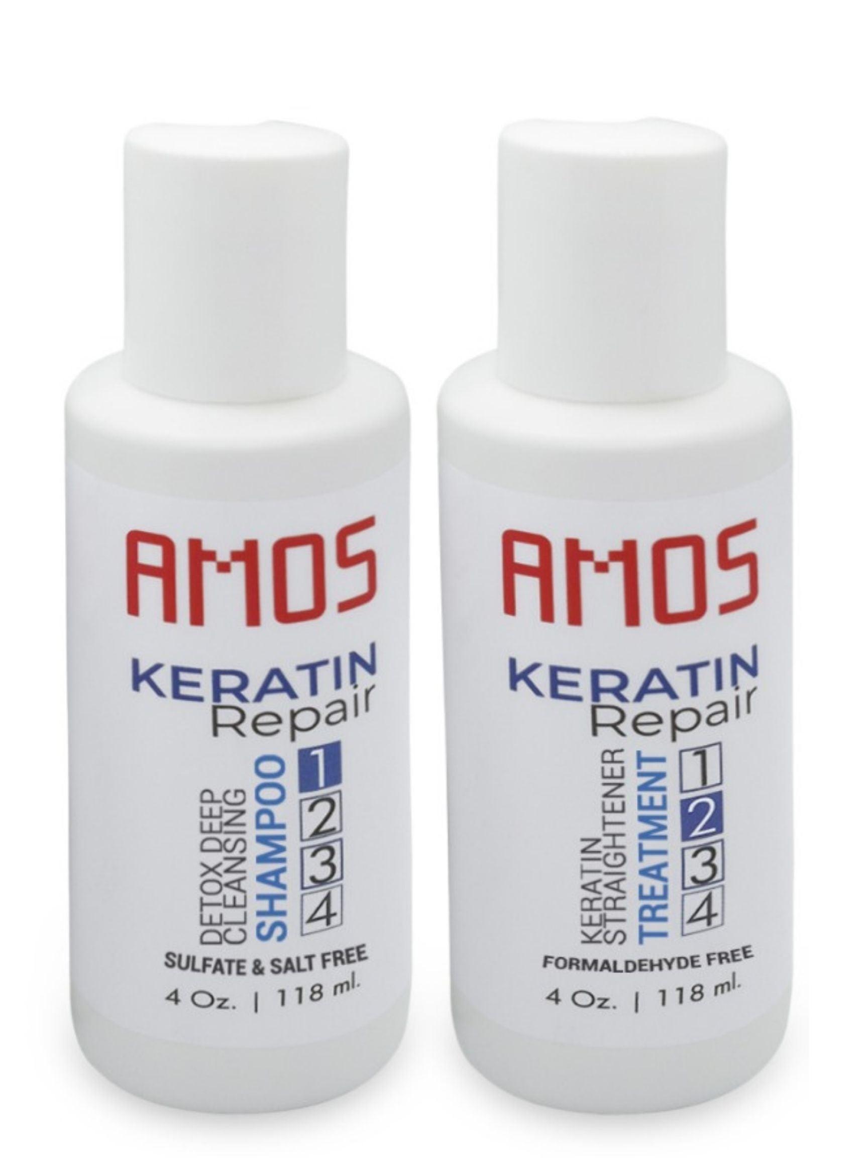 Keratin Hair Treatment-Brazilian Blowout Shampoo with Research Chemicals + Keratin Hair Treatment Straightening.  Kit For Silky, Smooth Hairs ( 2 Pasos ) 4 onzas - Amos Time Line Cosmetics