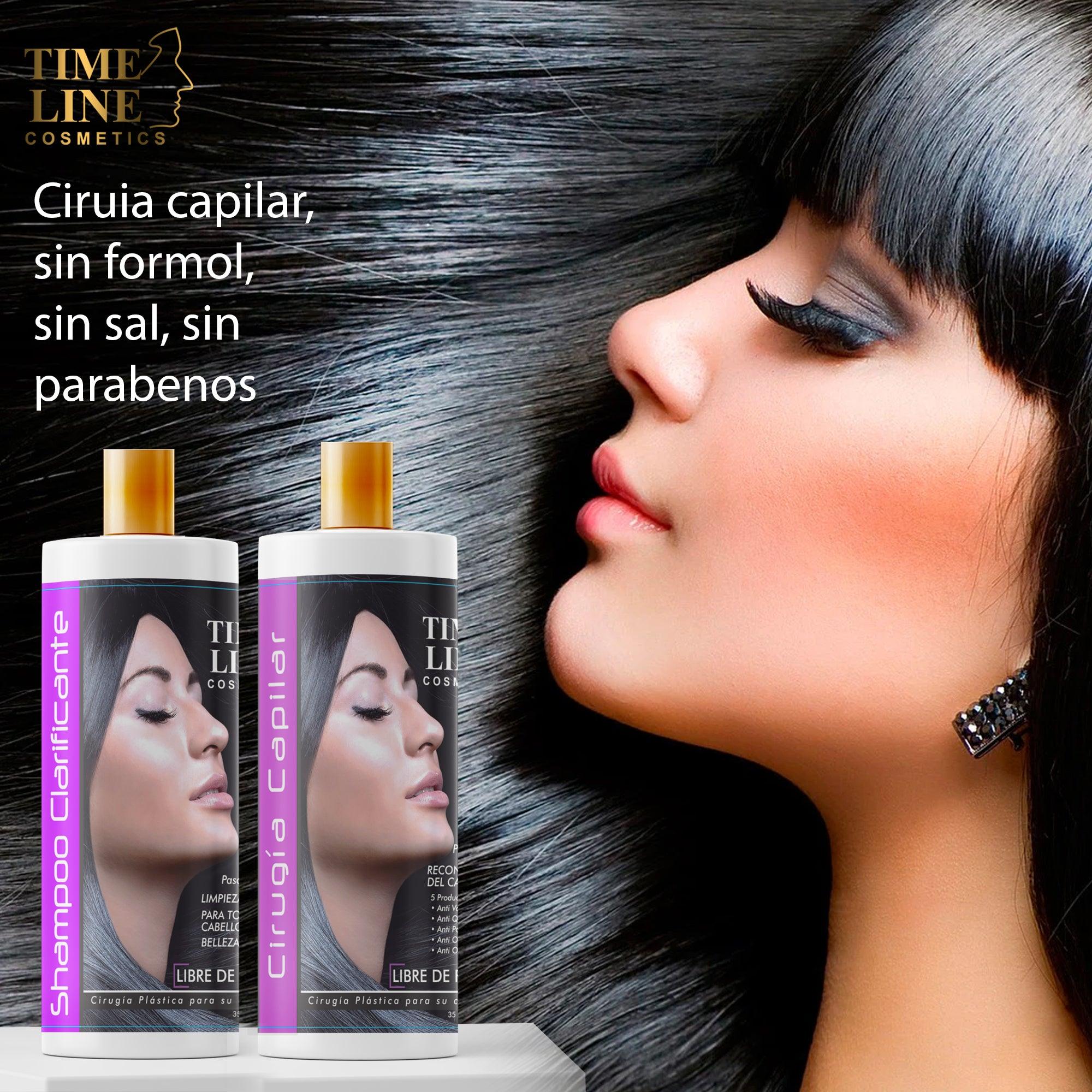 TIME LINE Professional Hair Surgery Treatment Kit, 5 Steps . 1-  Hair Surgery For Professional Hair Keratin For Damaged Hair (4 Ounce) 2- Shampoo  4 oz  3- Leaven in 4. Spray Heat Protector 120 ml 5. Shine Drops 60 ml