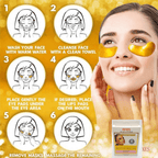 Máscaras de ojos de oro de 24 quilates para ojeras e hinchazón (12 pares) con colágeno, aloe vera y ácido hialurónico, parches antienvejecimiento debajo de los ojos para ojeras e hinchazón, reduce las arrugas. - AMOSTIMELINE
