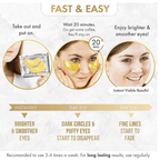 Máscaras de ojos de oro de 24 quilates para ojeras e hinchazón (12 pares) con colágeno, aloe vera y ácido hialurónico, parches antienvejecimiento debajo de los ojos para ojeras e hinchazón, reduce las arrugas. - AMOSTIMELINE