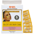 Máscaras de ojos de oro de 24 quilates para ojeras e hinchazón (12 pares) con colágeno, aloe vera y ácido hialurónico, parches antienvejecimiento debajo de los ojos para ojeras e hinchazón, reduce las arrugas. - AMOSTIMELINE